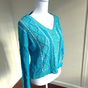 Vintage Ice Blue MUDD Cable-Knit Y2K Sweater 70% Cotton